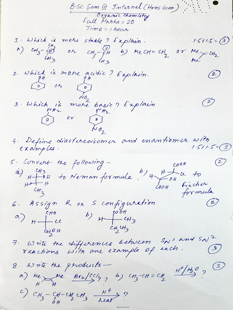 Chemistry Exam Questions and Answers | PDF