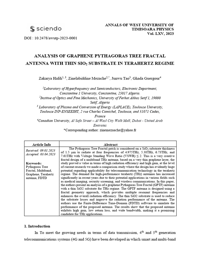 Graphene Pythagoras Tree Fractal Antenna | PDF | Terahertz Radiation ...
