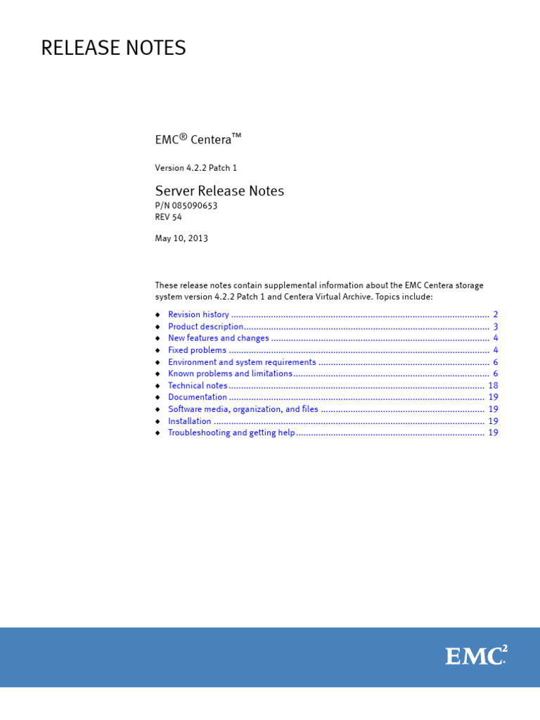 EMC Centera 4.2.2 Patch 1 Release Notes | PDF | Computer Cluster ...