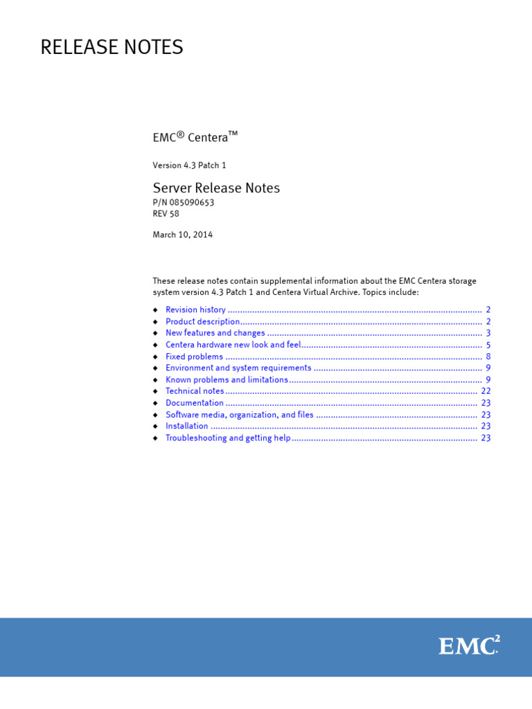 EMC Centera 4.3 Patch 1 Release Notes | PDF | Replication (Computing ...