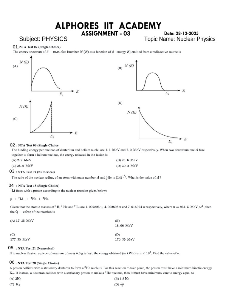 Nuclear Physics Assignment 03 | PDF