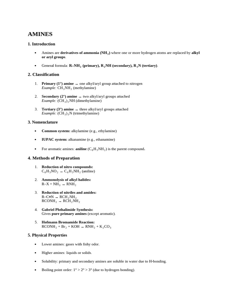 Comprehensive Guide to Amines | PDF | Amine | Molecules