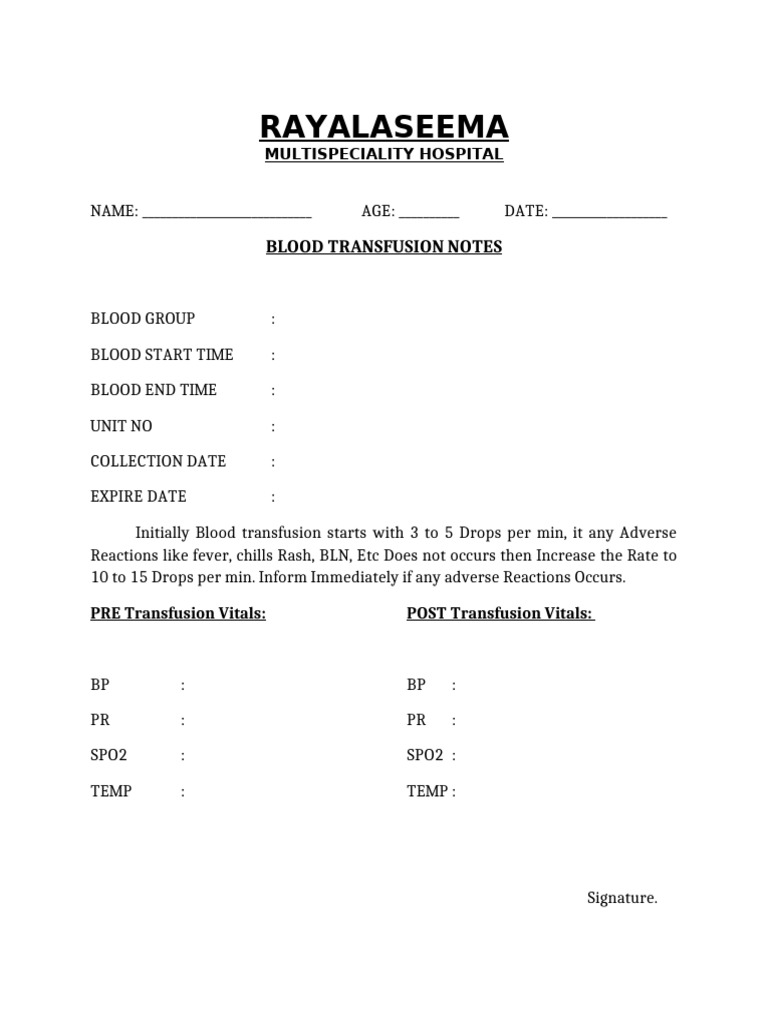 Bllod Tansuftion Notes | PDF