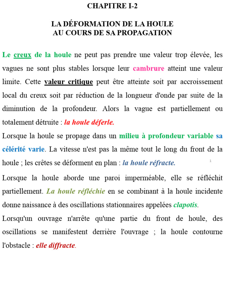 Déformation et déferlement de la houle | PDF | Physique | Oscillation