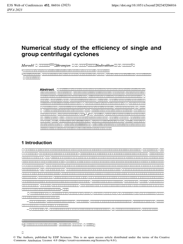 E3S Web of Conferences 452 06016 (2023) | PDF | Turbulence | Fluid Dynamics