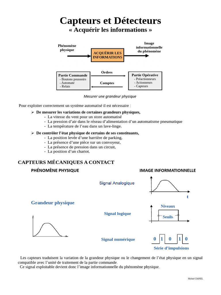 Types de capteurs et détecteurs physiques | PDF | Condensateur | Capteur