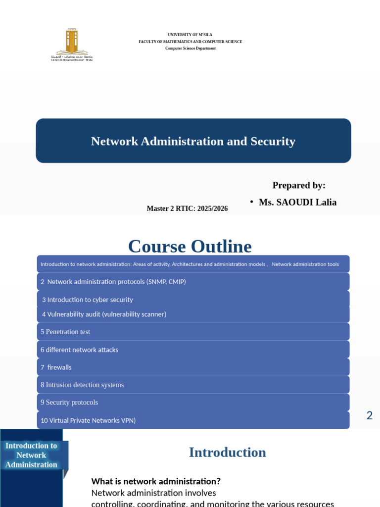 Network Administration Course Outline | PDF | Computer Network | Osi Model
