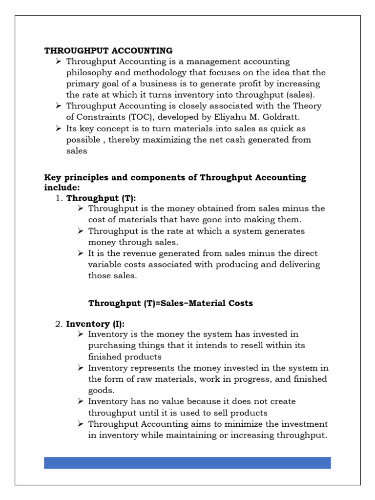 THROUGHPUT 17122023 | PDF | Inventory | Cost Accounting