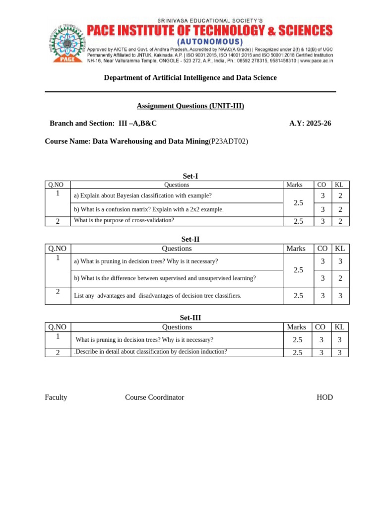 Data Mining Assignment Questions 2025-26 | PDF