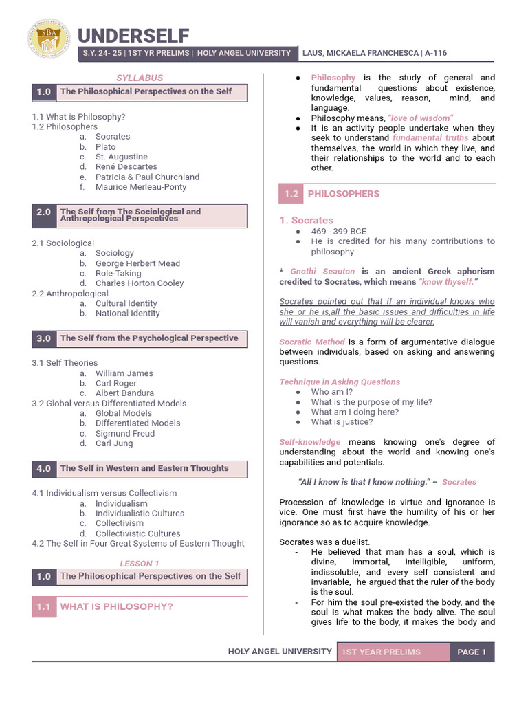 UNDERSELF_PRELIMS | PDF | Soul | Philosophy Of Self