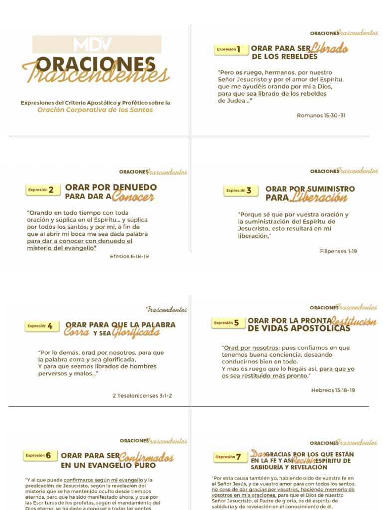 Oraciones para Imprimir 1 A 40 | PDF