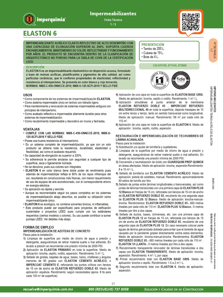 Elaston 6 | PDF | Agua | Cemento