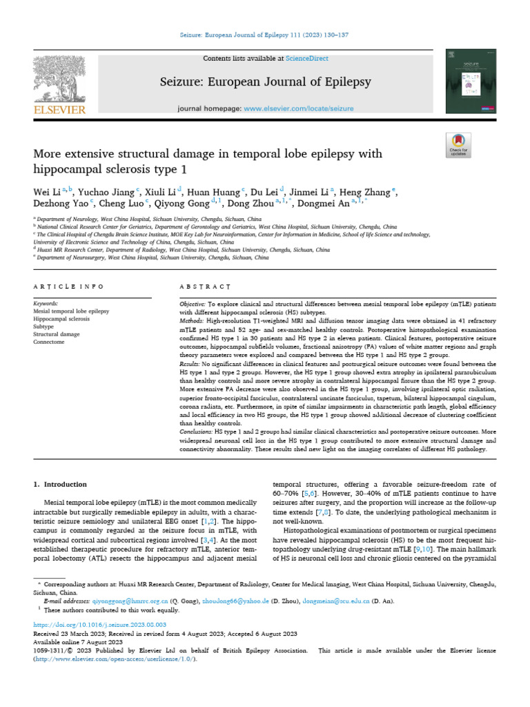 14. More Extensive Structural Damage in Temporal Lobe Epilepsy With ...