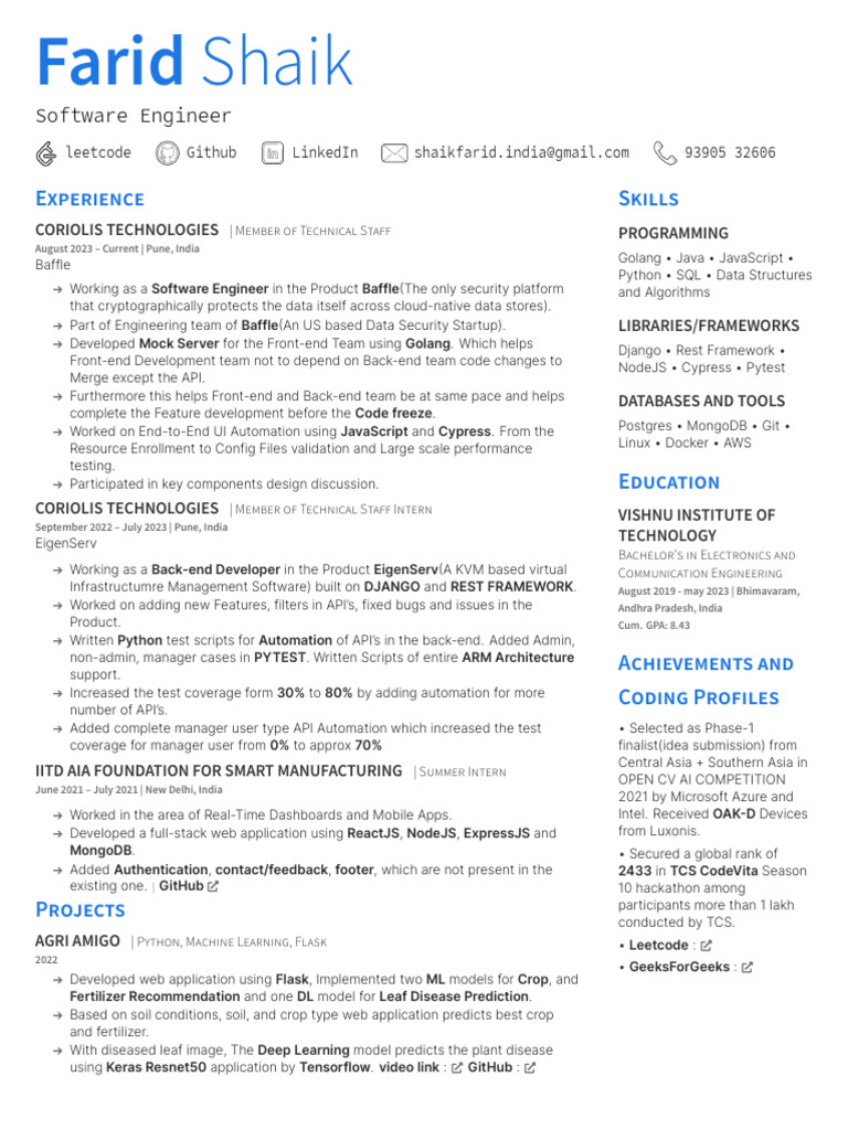 FaridShaik Resume | PDF | Software Development | Software Engineering