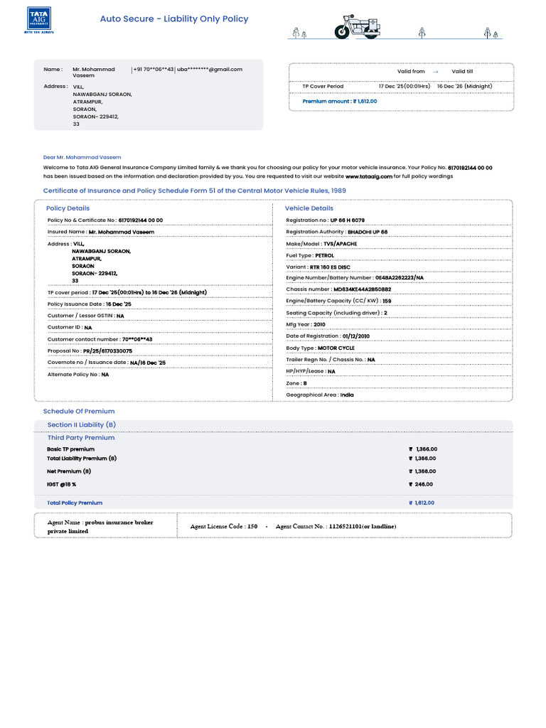 Waheed Apachi | PDF | Insurance | Receipt