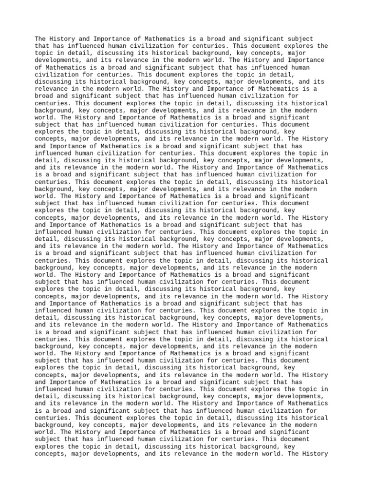 Document 5 the History and Importance of Mathematics | PDF | Science ...