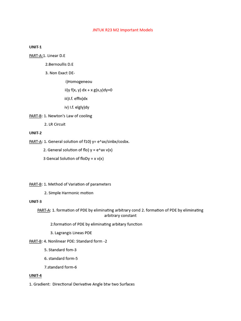 JNTUK R23 M2 Key Model Questions | PDF