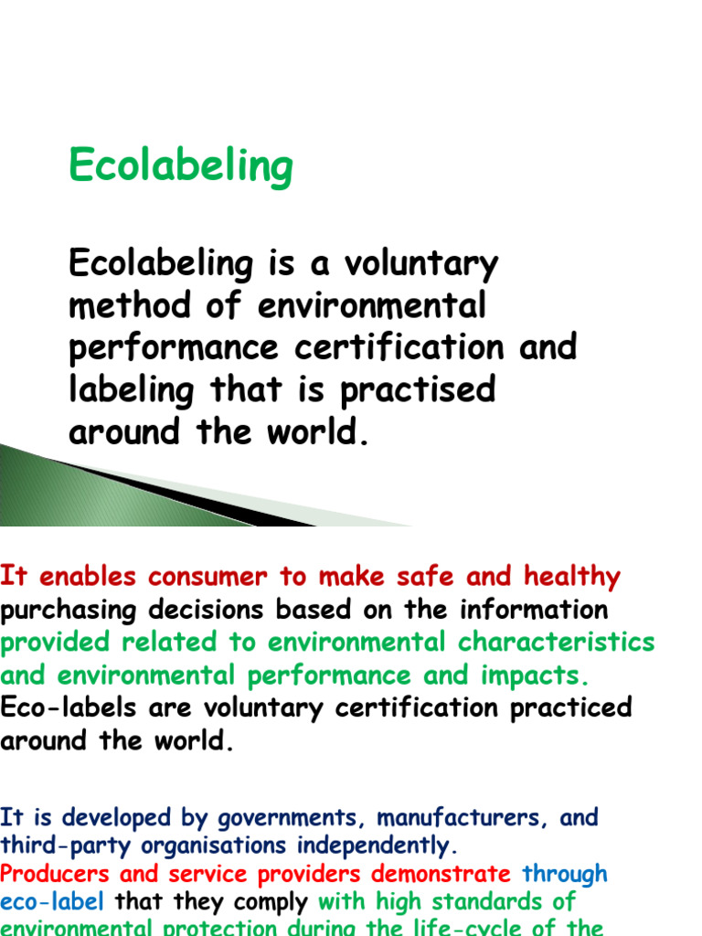 Ecolabeling Lecture Main (2) | PDF | Life Cycle Assessment | Fair Trade