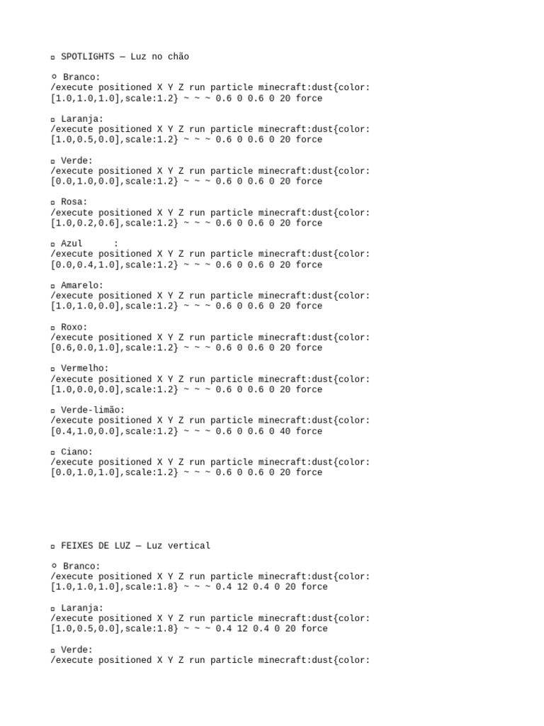 Minecraft Particle Commands Guide | PDF | Dust | Particulates
