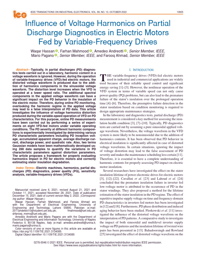Voltage Harmonics Impact on PD in Motors | PDF | Root Mean Square ...