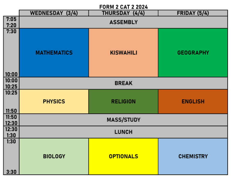 f2 Cat 2 Exam Timetable | PDF