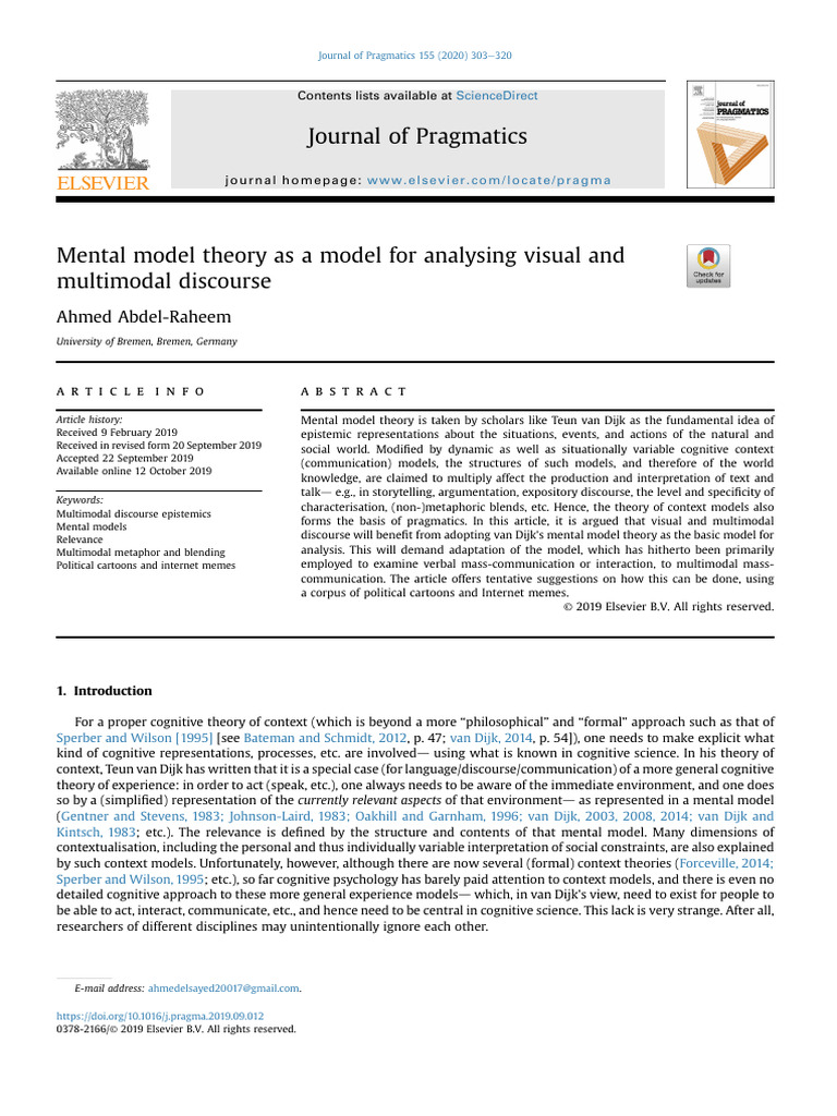 Analyzing Multimodal Discourse with Mental Models | PDF | Knowledge ...