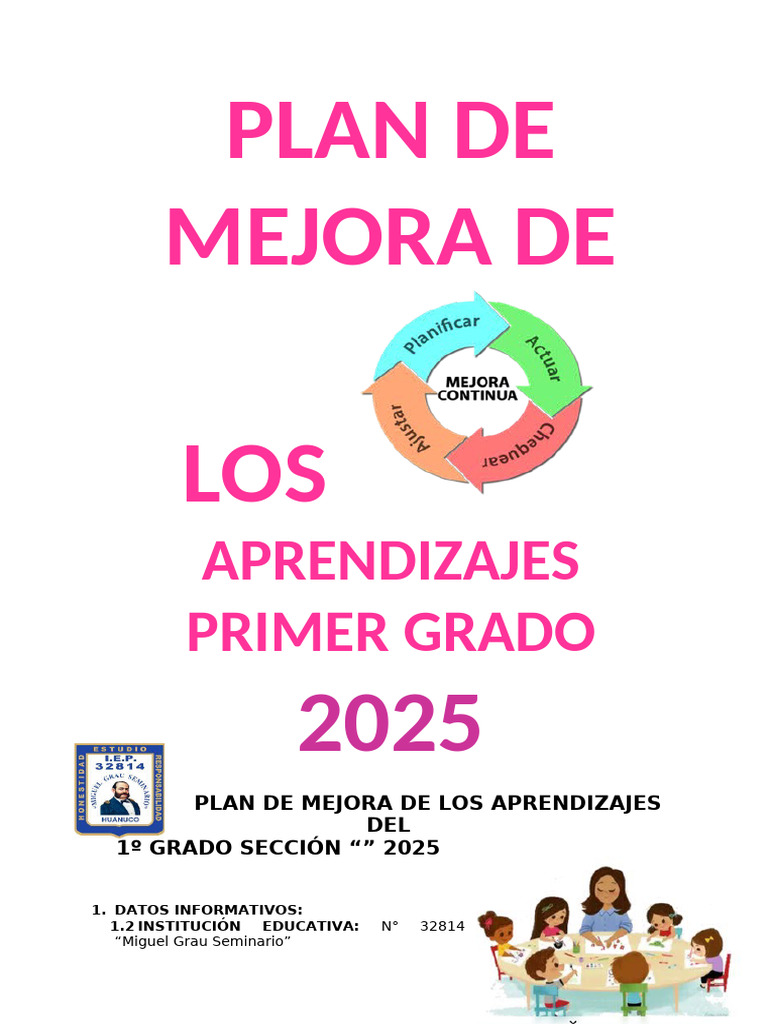 Plan de Mejora Aprendizajes 1° Grado 2025 | PDF | Evaluación ...