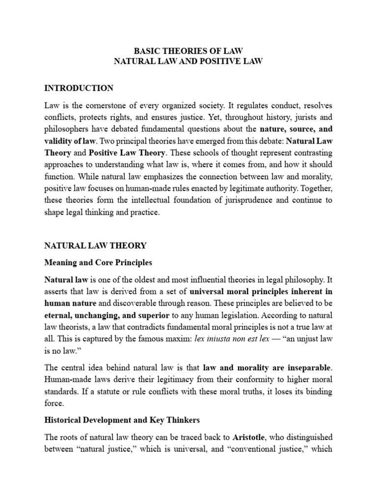 Natural vs. Positive Law Theories Explained | PDF | Jurisprudence ...