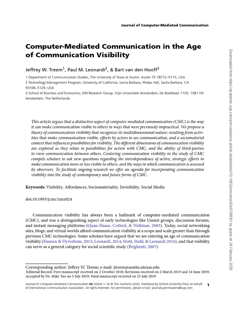 Understanding Communication Visibility in CMC | PDF | Communication ...