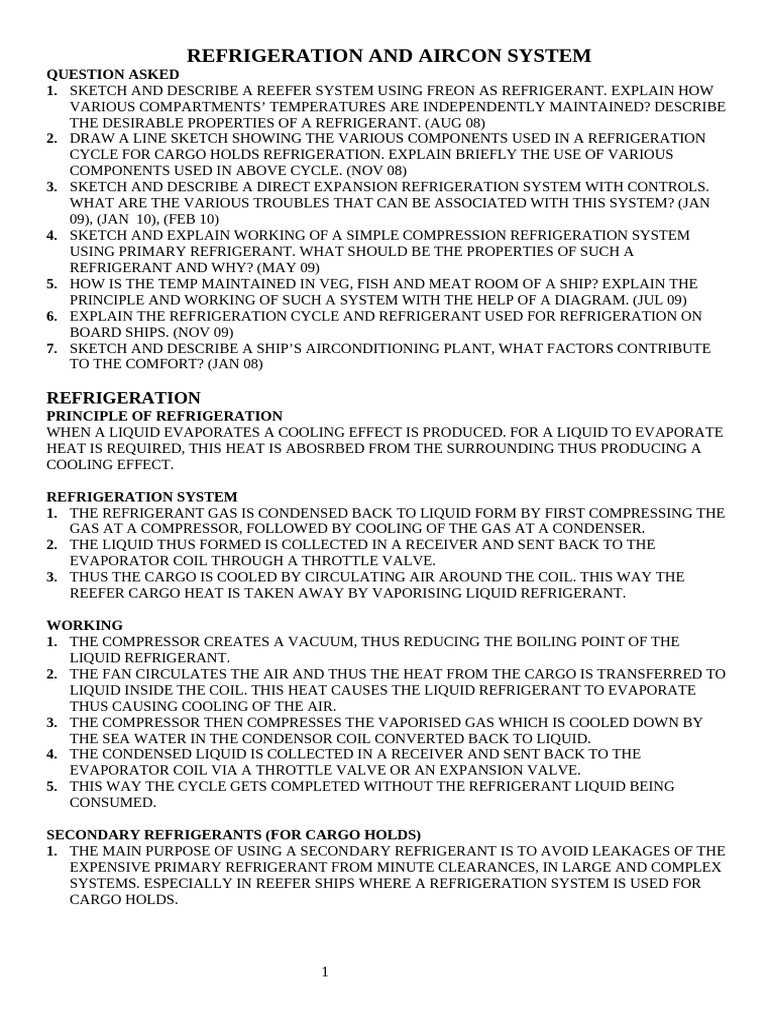 Refrigeration and Air Conditioning Systems | PDF | Refrigeration | Air ...