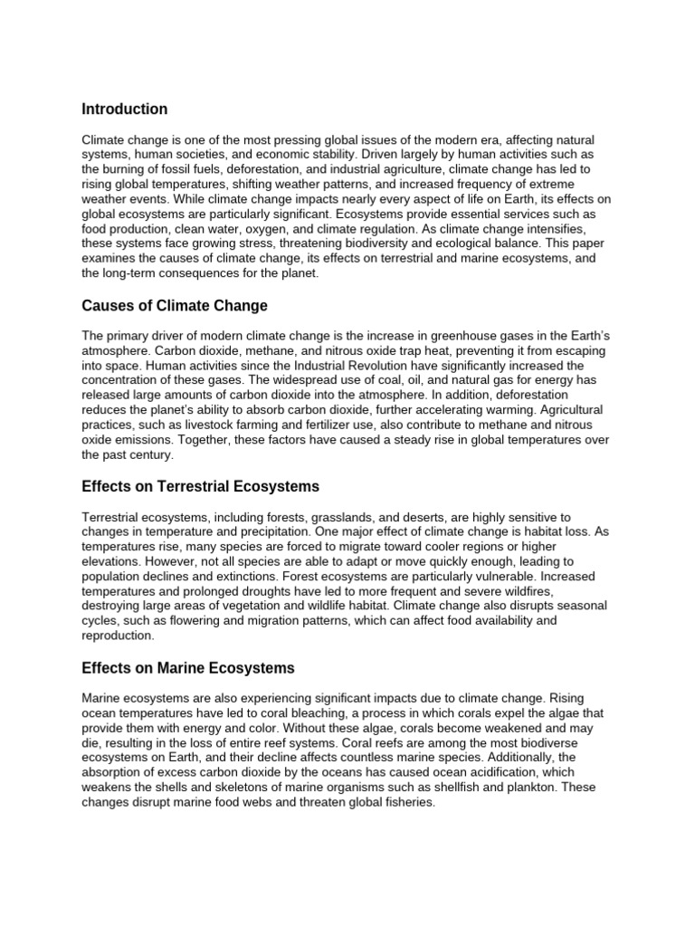 Climate Change Research Paper - Causes, Effects Etc. | PDF | Climate ...
