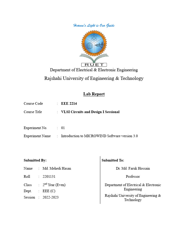 MICROWIND Software Lab Report EEE 2214 | PDF