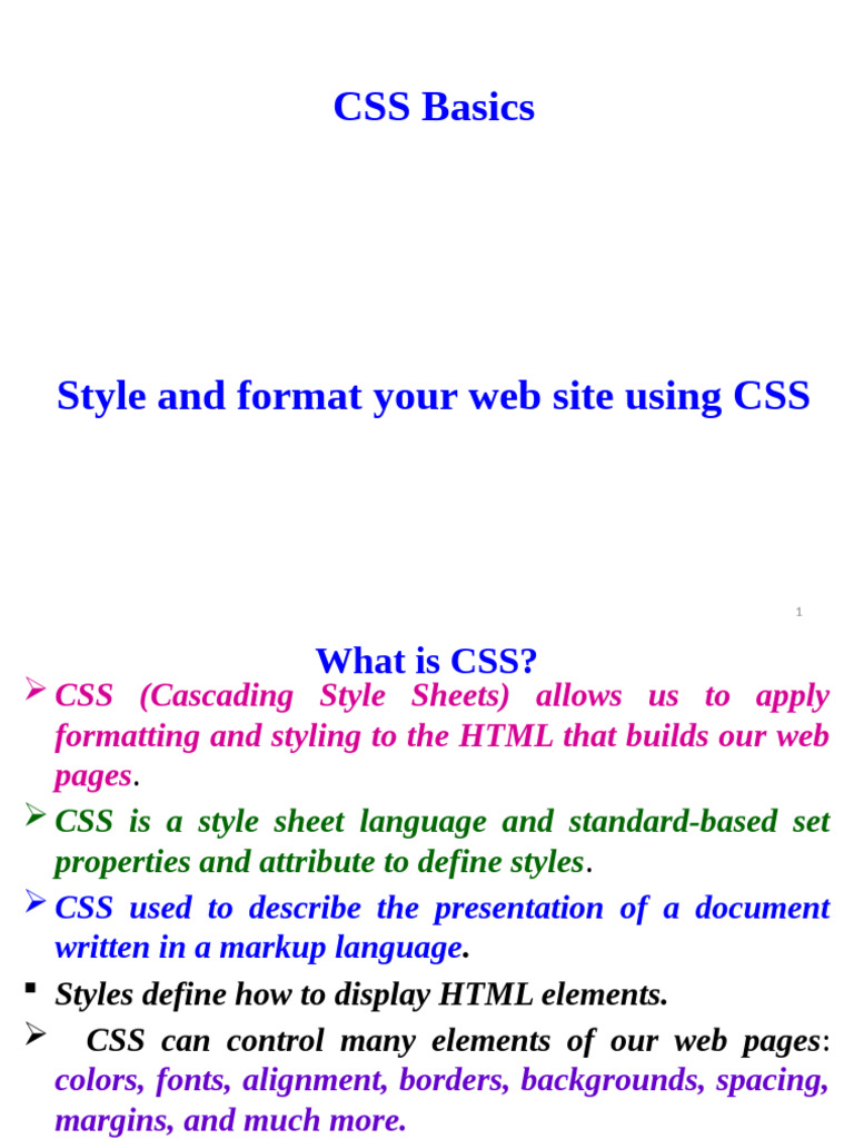 CSS Basics: Styling Web Pages Explained | PDF | Html Element | Html