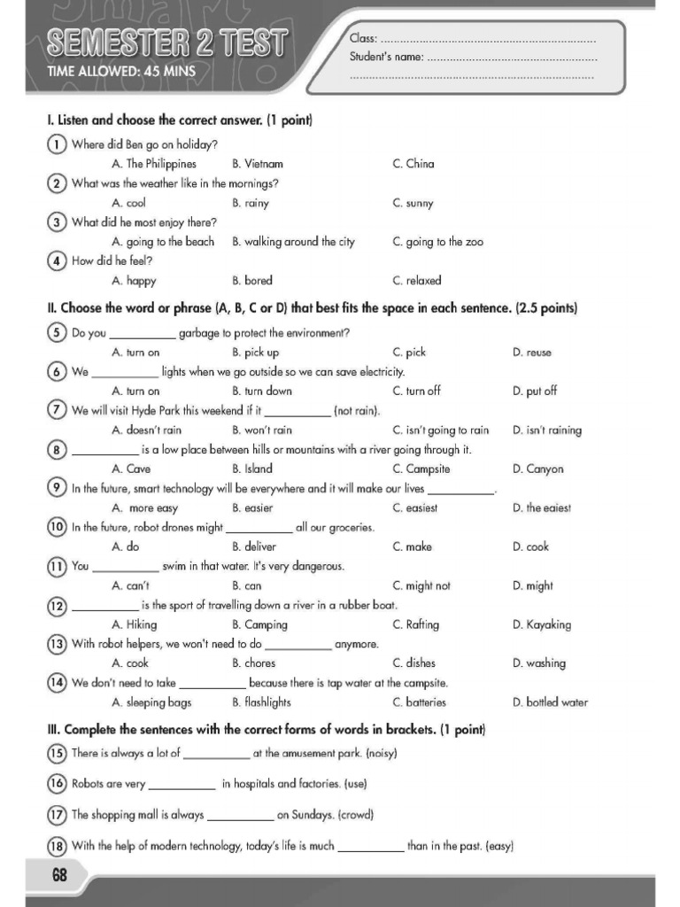 Semester 2 Test 6 | PDF