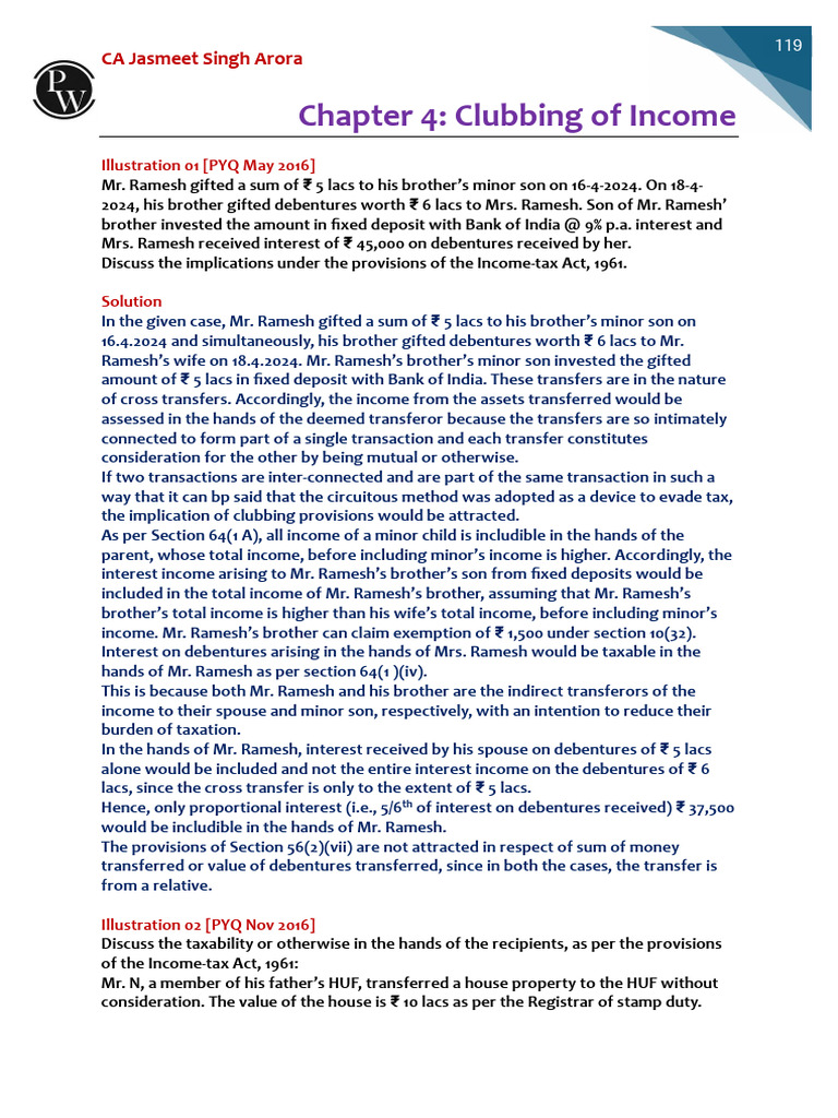 Income Tax Clubbing Provisions Explained | PDF | Income | Taxes
