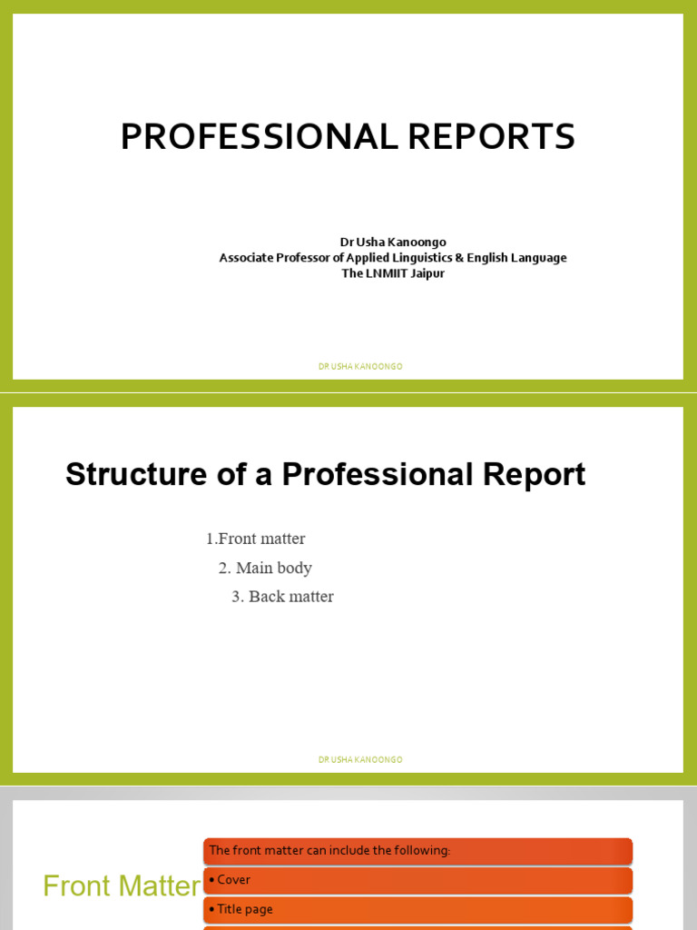 Structure of Professional Reports Guide | PDF | Leadership | Abstract ...