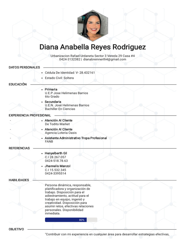 Perfil Profesional de Diana Reyes | PDF