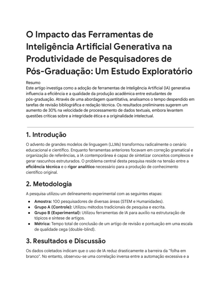 IA Generativa e Produtividade Acadêmica | PDF | Inteligência artificial ...