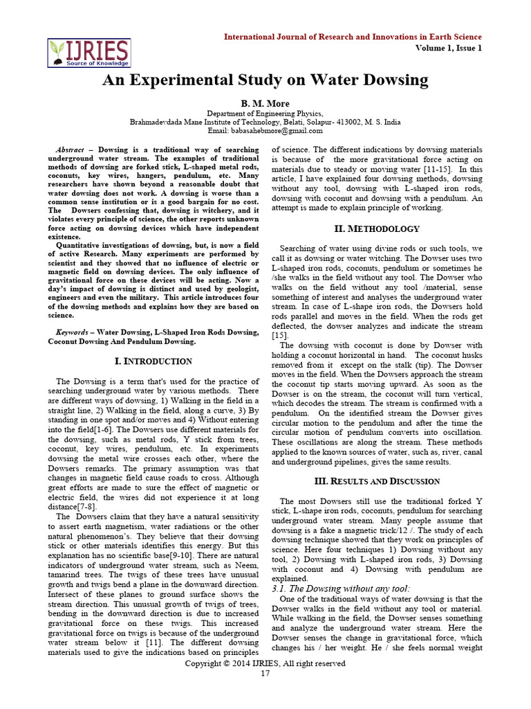 An Experimental Study on Water Dowsing | PDF | Dowsing | Weight