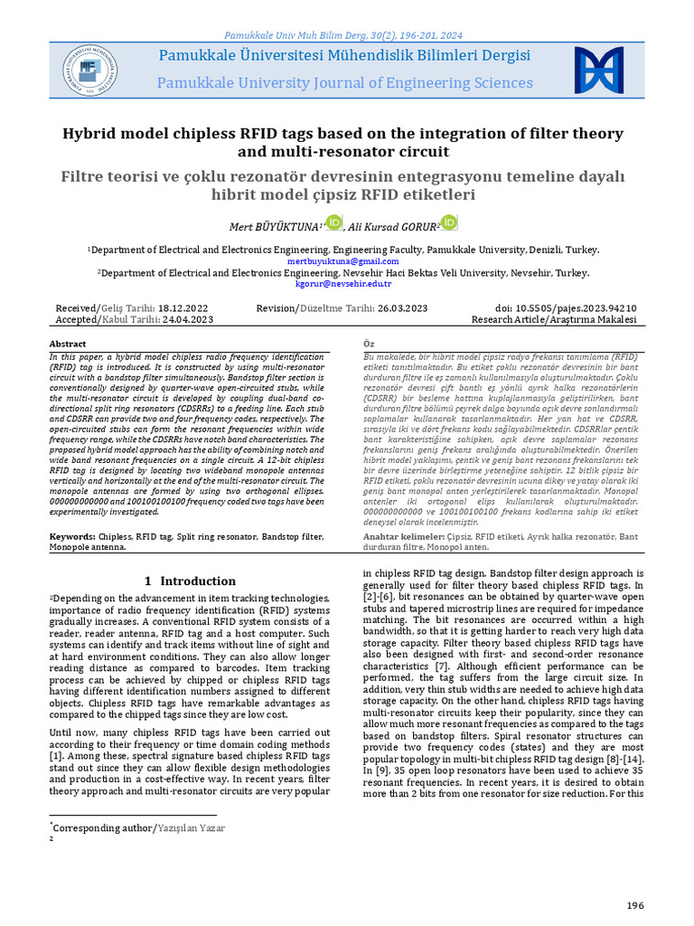 Hybrid Chipless RFID Tag Design | PDF | Antenna (Radio) | Radio ...