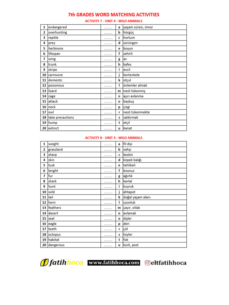 7.4 WordMatching (Www.fatihhoca.com) | PDF
