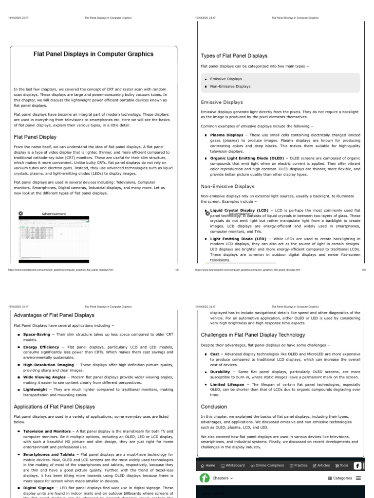 Flat Panel Displays Overview and Types | PDF | Computer Monitor ...