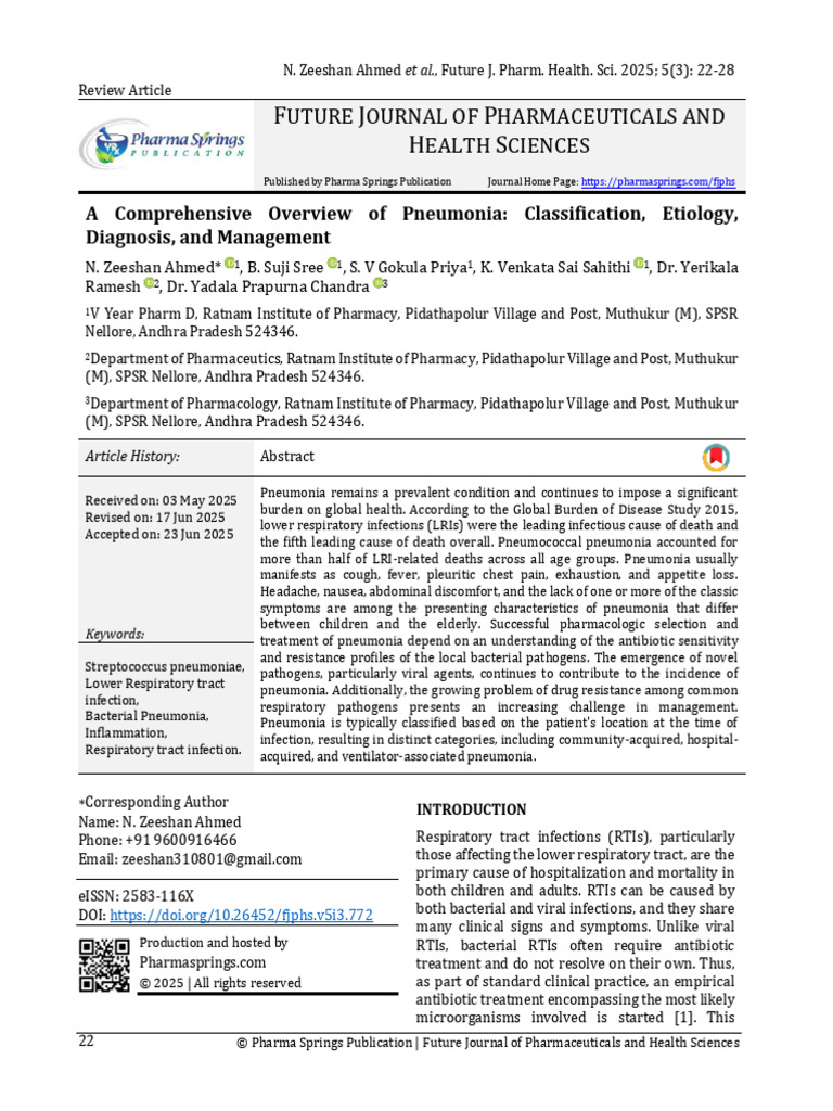 Overview of Pneumonia: Causes and Care | PDF | Pneumonia | Infection