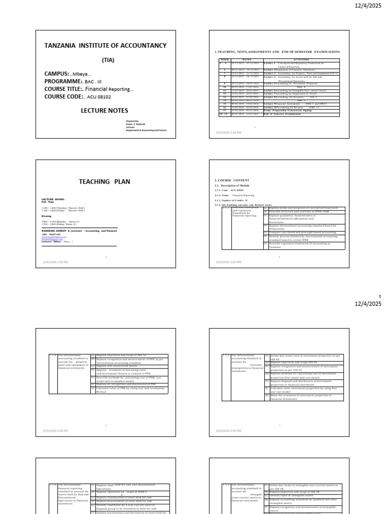 Financial Reporting Course Overview | PDF | International Financial ...