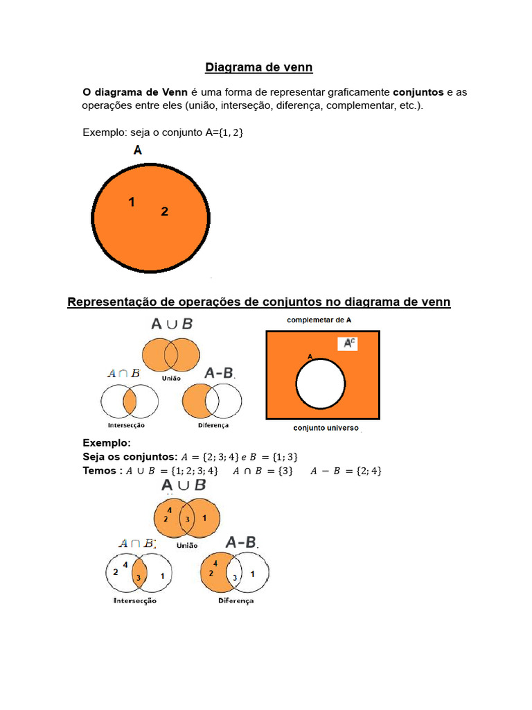 Diagrama de Venn e Operações de Conjuntos | PDF