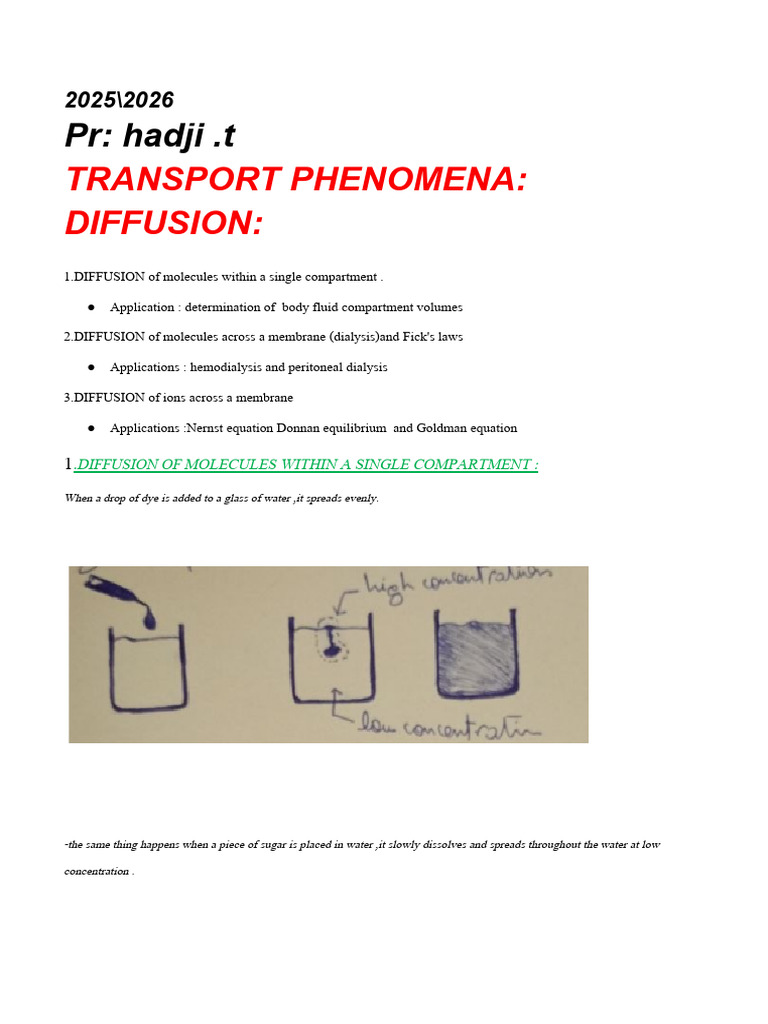 Biophisics 04 TRANSPORT PHENOMENA _diffusion (1) | PDF | Diffusion ...