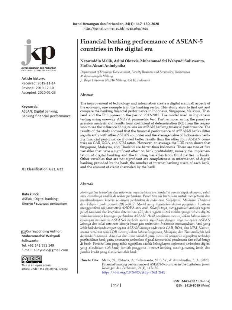 Financial Banking Performance of ASEAN 5 | PDF | Banks | Online Banking