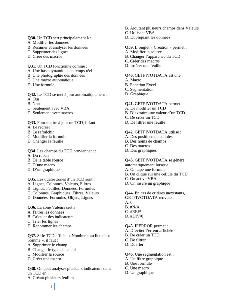 Guide sur les TCD et VBA Excel | PDF | Visual Basic for Applications ...