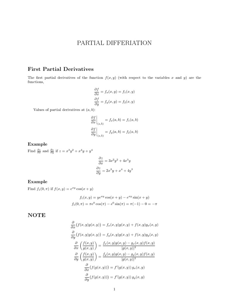 First Partial Derivatives Explained | PDF | Derivative | Subtraction