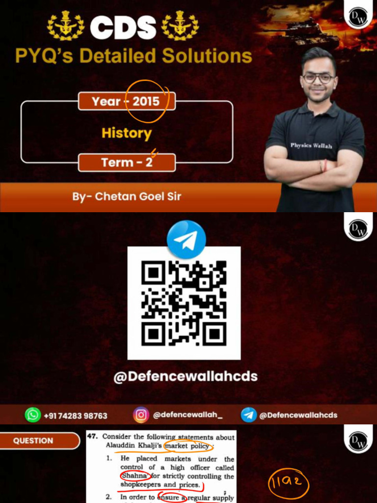CDS General Knowledge (2015-2) Previous Year Paper - History | PDF